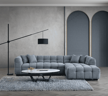 Aluxo Tribeca Corner Sofa - Premium Iron Boucle with Channel Stitching - UK Luxury Furniture